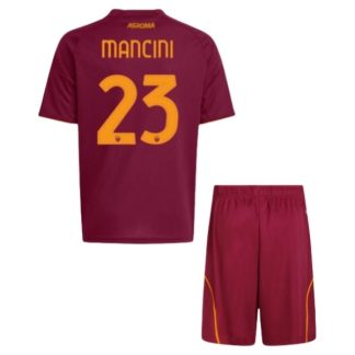 AS Roma Gianluca Mancini #23 Barn Hemmatröja 2025/26 – Kortärmad Fotbollströja med Shorts