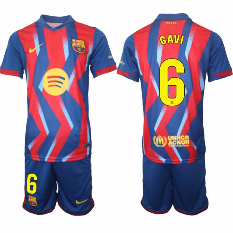 FC Barcelona Gavi #6 Fjärdetröja 2025/26 Herr Fotbollsställ – Tröja & Shorts
