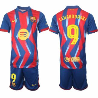 FC Barcelona Robert Lewandowski #9 Fjärdetröja 2025/26 Herr – Fotbollströja + Shorts