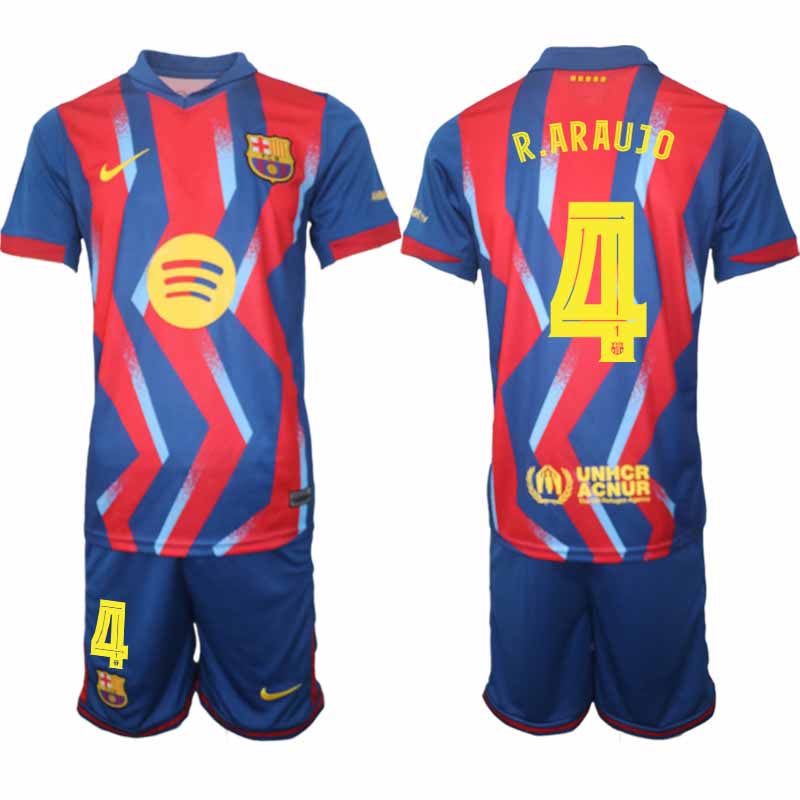 FC Barcelona Ronald Araujo #4 Fjärdetröja 2025/26 Herr – Fotbollströja + Shorts
