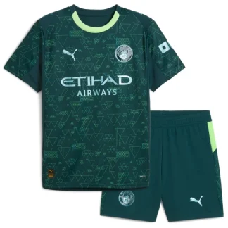 Manchester City 2025/26 Fjärdetröja Barn – Kortärmad Fotbollströja med Shorts