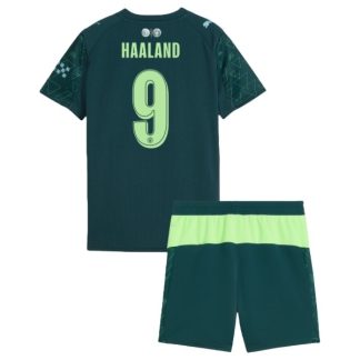 Manchester City Erling Haaland #9 Fjärdetröja 2025/26 Barn – Kortärmad Fotbollströja med Shorts