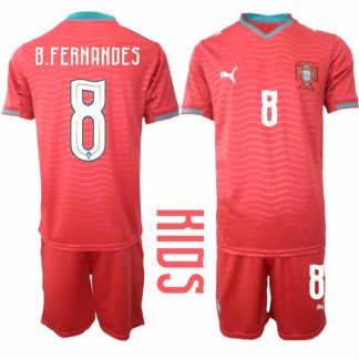 Portugal Barn Hemmaställ VM 2026 Bruno Fernandes #8 Kortärmad Fotbollströja med Shorts