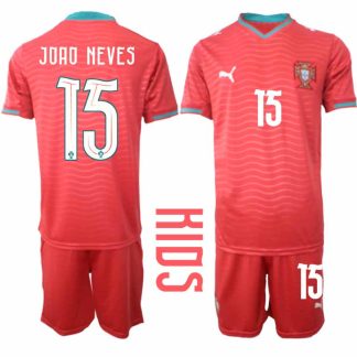 Portugal Barn Hemmaställ VM 2026 João Neves #15 Kortärmad Fotbollströja med Shorts