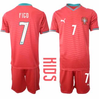 Portugal Barn Hemmaställ VM 2026 Luís Figo #7 Kortärmad Fotbollströja med Shorts