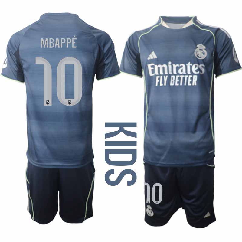 Real Madrid Kylian Mbappé #10 Bortatröja 2025/26 Barn – Kortärmad Fotbollströja med Shorts