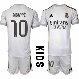 Real Madrid Kylian Mbappé #10 Hemmatröja 2025/26 Barn – Kortärmad Fotbollströja med Shorts