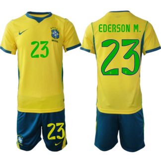 Brasilien Hemmaställ VM 2026 Ederson Moraes #23 Herr – Fotbollströja + Shorts