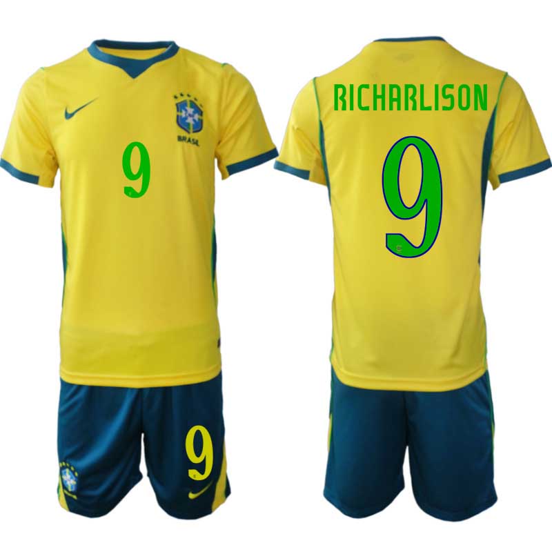 Brasilien Hemmaställ VM 2026 Richarlison #9 Herr – Fotbollströja + Shorts