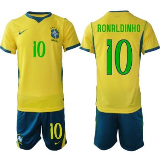 Brasilien Hemmaställ VM 2026 Ronaldinho #10 Herr – Fotbollströja + Shorts