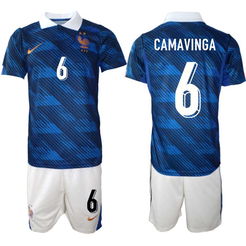 Frankrike Hemmaställ VM 2026 Eduardo Camavinga #6 Herr – Fotbollströja + Shorts