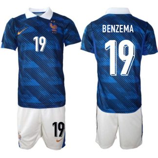 Frankrike Hemmaställ VM 2026 Karim Benzema #19 Herr – Fotbollströja + Shorts