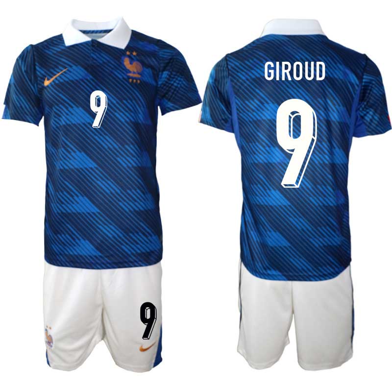Frankrike Hemmaställ VM 2026 Olivier Giroud #9 Herr – Fotbollströja + Shorts