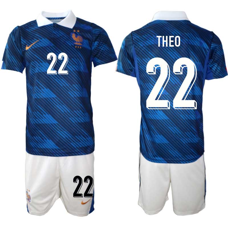 Frankrike Hemmaställ VM 2026 Theo Hernández #22 Herr – Fotbollströja + Shorts