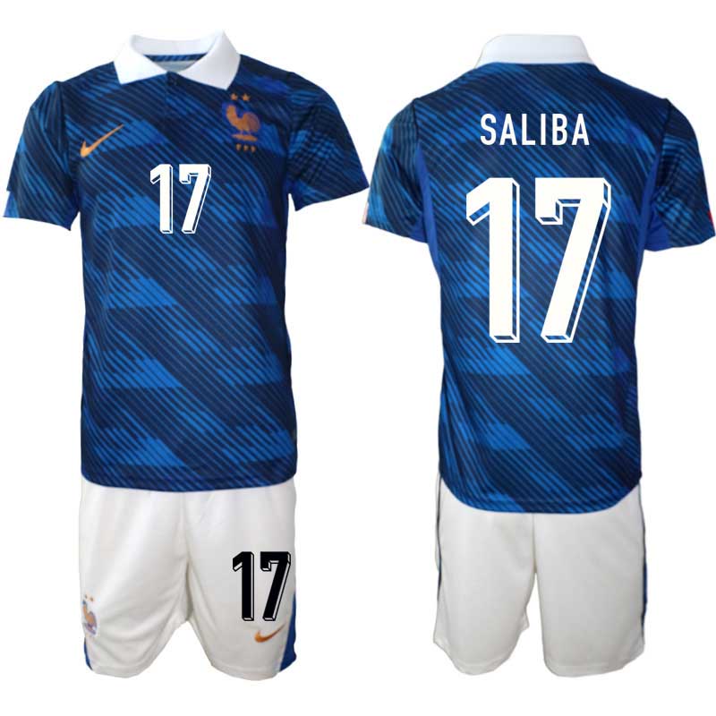 Frankrike Hemmaställ VM 2026 William Saliba #17 Herr – Fotbollströja + Shorts