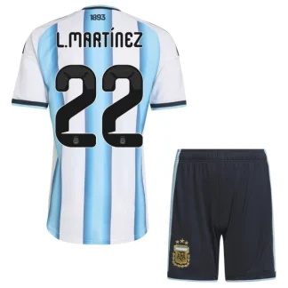 Argentina Hemmaställ VM 2026 Barn – Lautaro Martínez #22 Fotbollströja
