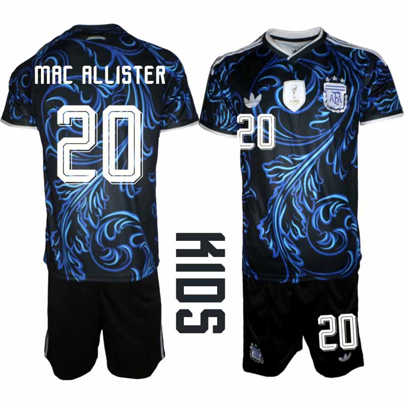 Argentina VM 2026 Bortatröja Barn – Alexis Mac Allister #20 Fotbollströja och Shorts Set