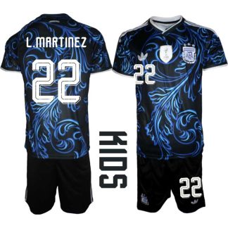 Argentina VM 2026 Bortatröja Barn – Lautaro Martínez #22 Fotbollströja och Shorts Set