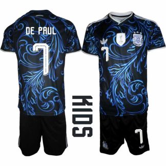 Argentina VM 2026 Bortatröja Barn – Rodrigo De Paul #7 Fotbollströja och Shorts Set