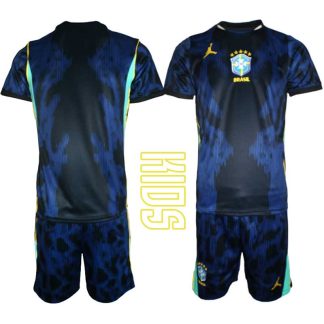 Brasilien Bortaställ VM 2026 Barn Kortärmad Fotbollströja + Shorts
