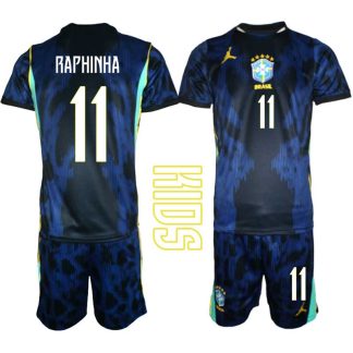 Brasilien Bortaställ VM 2026 Barn – Raphinha #11 Fotbollströja