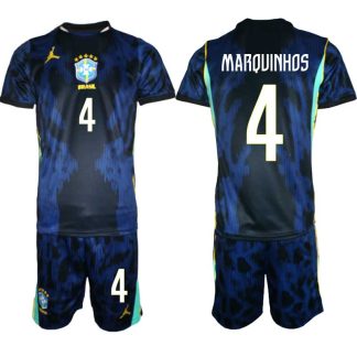 Brasilien Bortaställ VM 2026 Herr – Marquinhos #4 Fotbollsset Tröja & Shorts