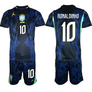 Brasilien Bortaställ VM 2026 Herr – Ronaldinho #10 Fotbollsset Tröja & Shorts
