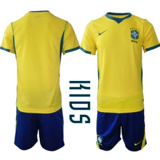 Brasilien Hemmaställ VM 2026 Barn Kortärmad Fotbollströja + Shorts