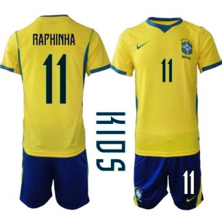 Brasilien Hemmaställ VM 2026 Barn – Raphinha #11 Fotbollströja
