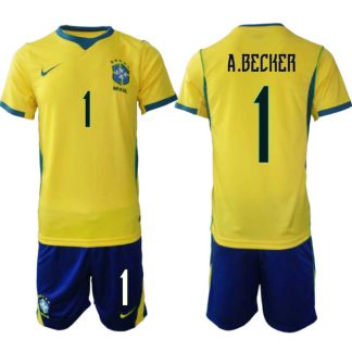 Brasilien Hemmaställ VM 2026 Herr – Alisson Becker #1 Fotbollsset Tröja & Shorts