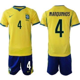 Brasilien Hemmaställ VM 2026 Herr – Marquinhos #4 Fotbollsset Tröja & Shorts