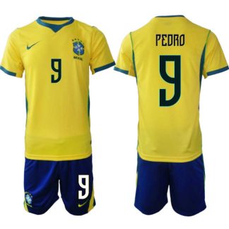 Brasilien Hemmaställ VM 2026 Herr – Pedro #9 Fotbollsset Tröja & Shorts