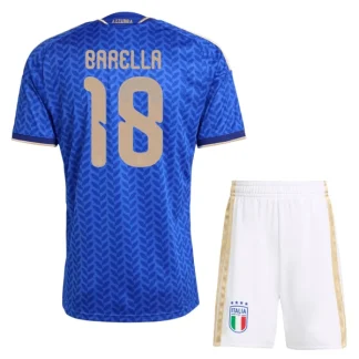 Italien Hemmaställ VM 2026 Barn – Nicolò Barella #18 Blå Fotbollströja