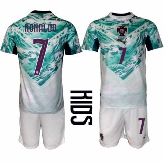 Portugal Bortaställ VM 2026 Barn – Cristiano Ronaldo #7 Fotbollsset Tröja & Shorts