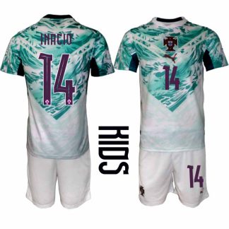 Portugal Bortaställ VM 2026 Barn – Gonçalo Inácio #14 Fotbollsset Tröja & Shorts