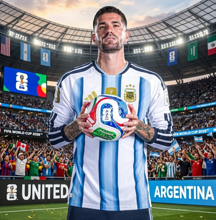 Rodrigo De Paul 7 Argentina VM 2026 Hemmatröja