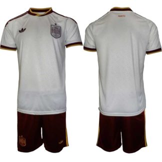 Spanien Bortaställ VM 2026 Herr Kortärmad Fotbollströja + Shorts