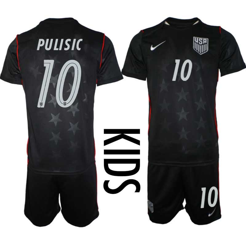 USA Landslagströja VM 2026 Bortaställ Barn Christian Pulisic #10 – Fotbollsset Tröja + Shorts