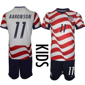 USA Landslagströja VM 2026 Hemmaställ Barn Brenden Aaronson #11 – Fotbollsset Tröja + Shorts