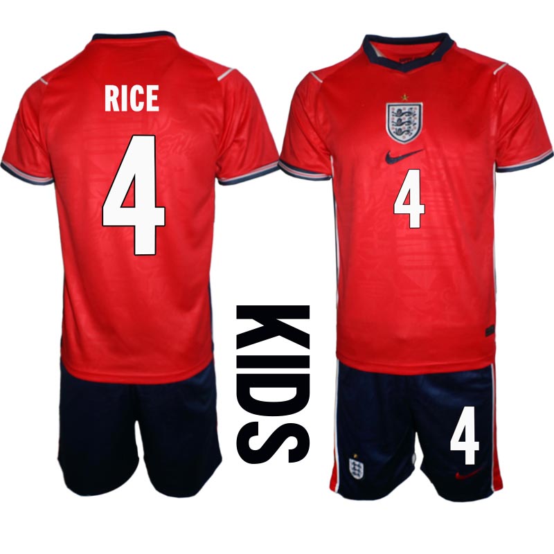 England Bortaställ VM 2026 Barn Declan Rice 4 Tröja och Shorts