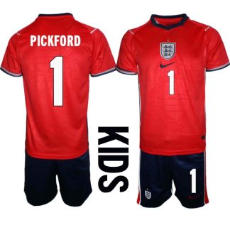 England Bortaställ VM 2026 Barn Jordan Pickford 1 Tröja och Shorts