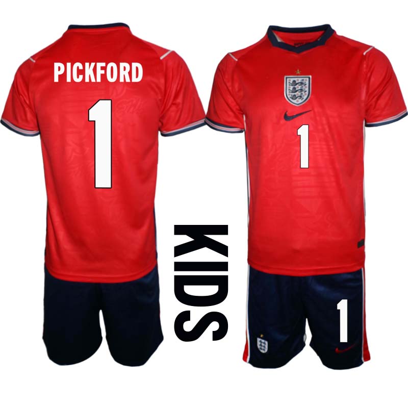 England Bortaställ VM 2026 Barn Jordan Pickford 1 Tröja och Shorts