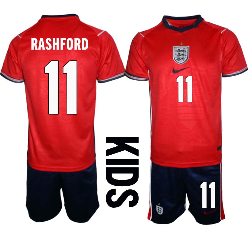 England Bortaställ VM 2026 Barn Marcus Rashford 11 Tröja och Shorts