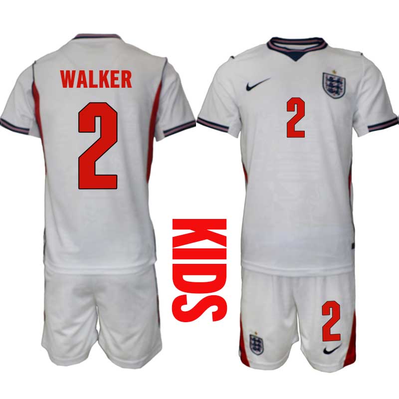England Hemmaställ VM 2026 Barn Kyle Walker 2 Tröja och Shorts