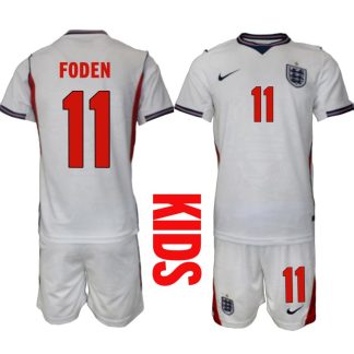 England Hemmaställ VM 2026 Barn Phil Foden 11 Tröja och Shorts