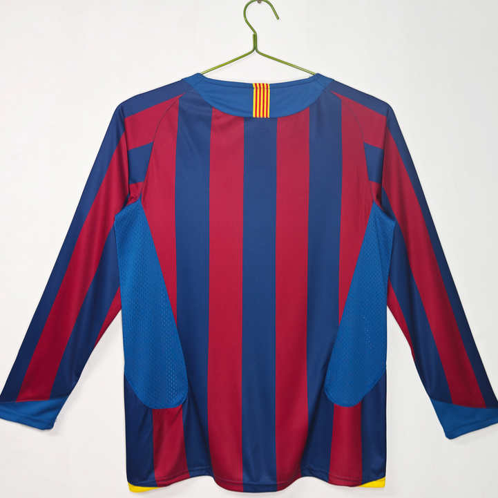 FC Barcelona 2005/06 Hemmatröja Retro Långärmad Herr Fotbollströja