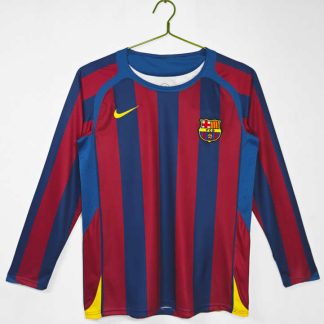 FC Barcelona 2005/06 Hemmatröja Retro Långärmad Herr Fotbollströja