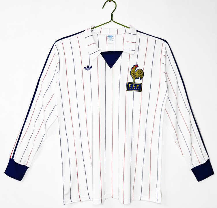 Frankrike 1980/82 Bortatröja Retro Långärmad Herr Fotbollströja