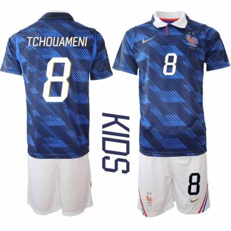 Frankrike Hemmaställ VM 2026 Barn Aurélien Tchouaméni 8 Tröja och Shorts