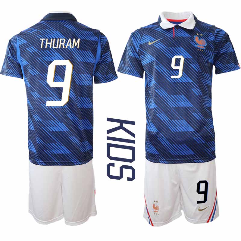 Frankrike Hemmaställ VM 2026 Barn Marcus Thuram 9 Tröja och Shorts